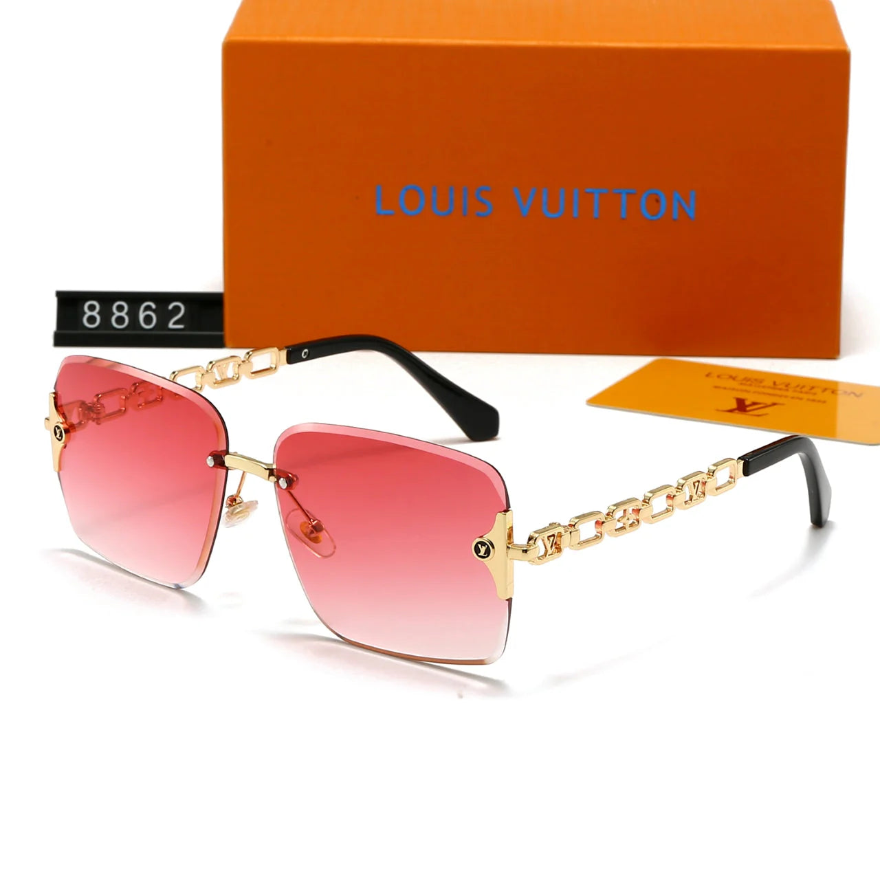 Frameless metal large frame sunglasses