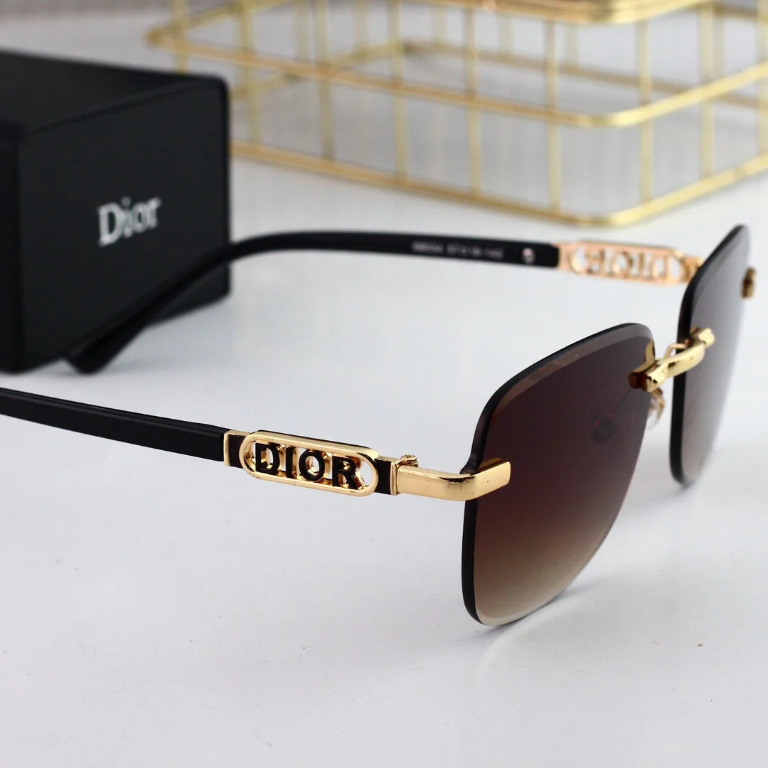 Polygonal rimless cut-edge sunglasses