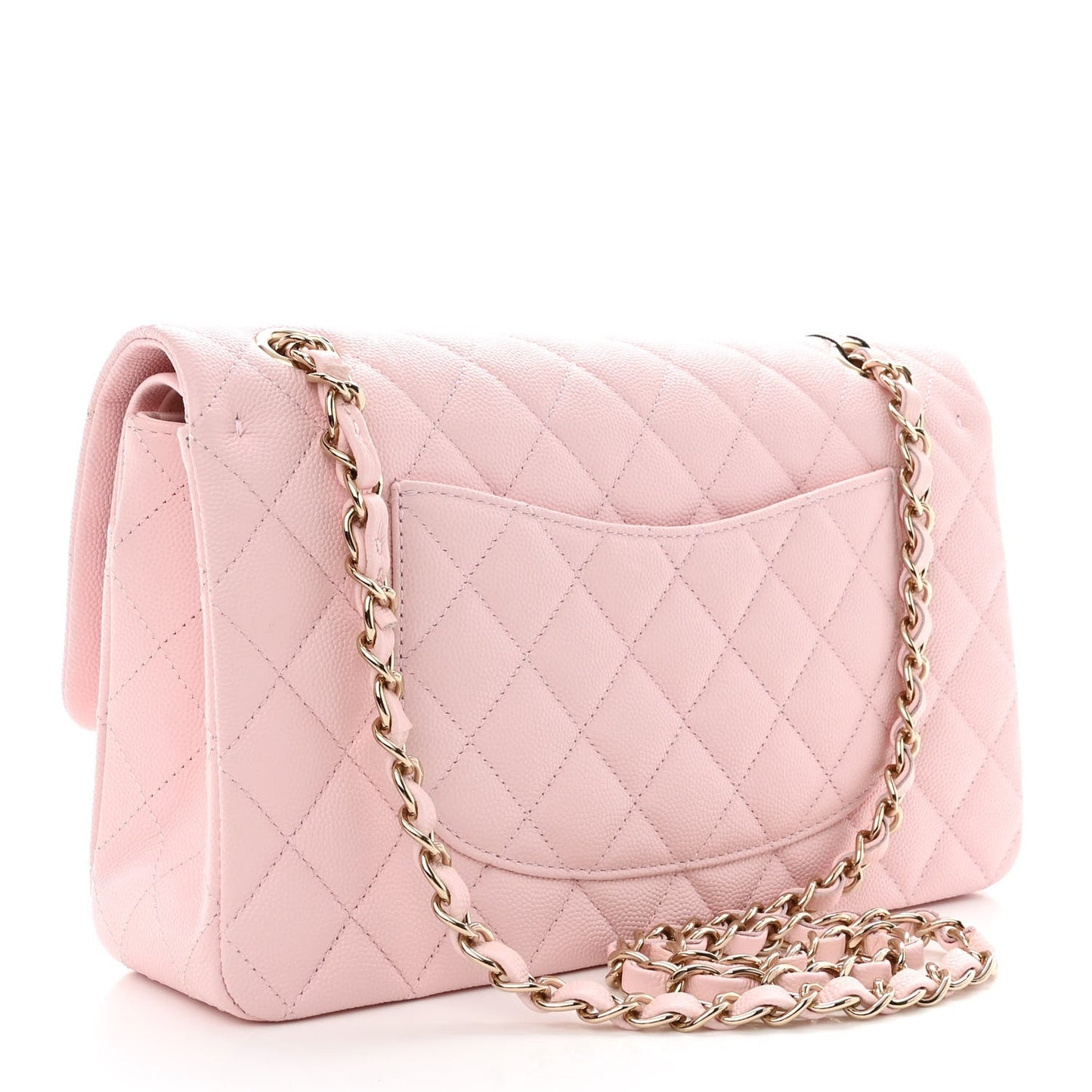 Caviar Quilted Medium Double Flap Light Pink