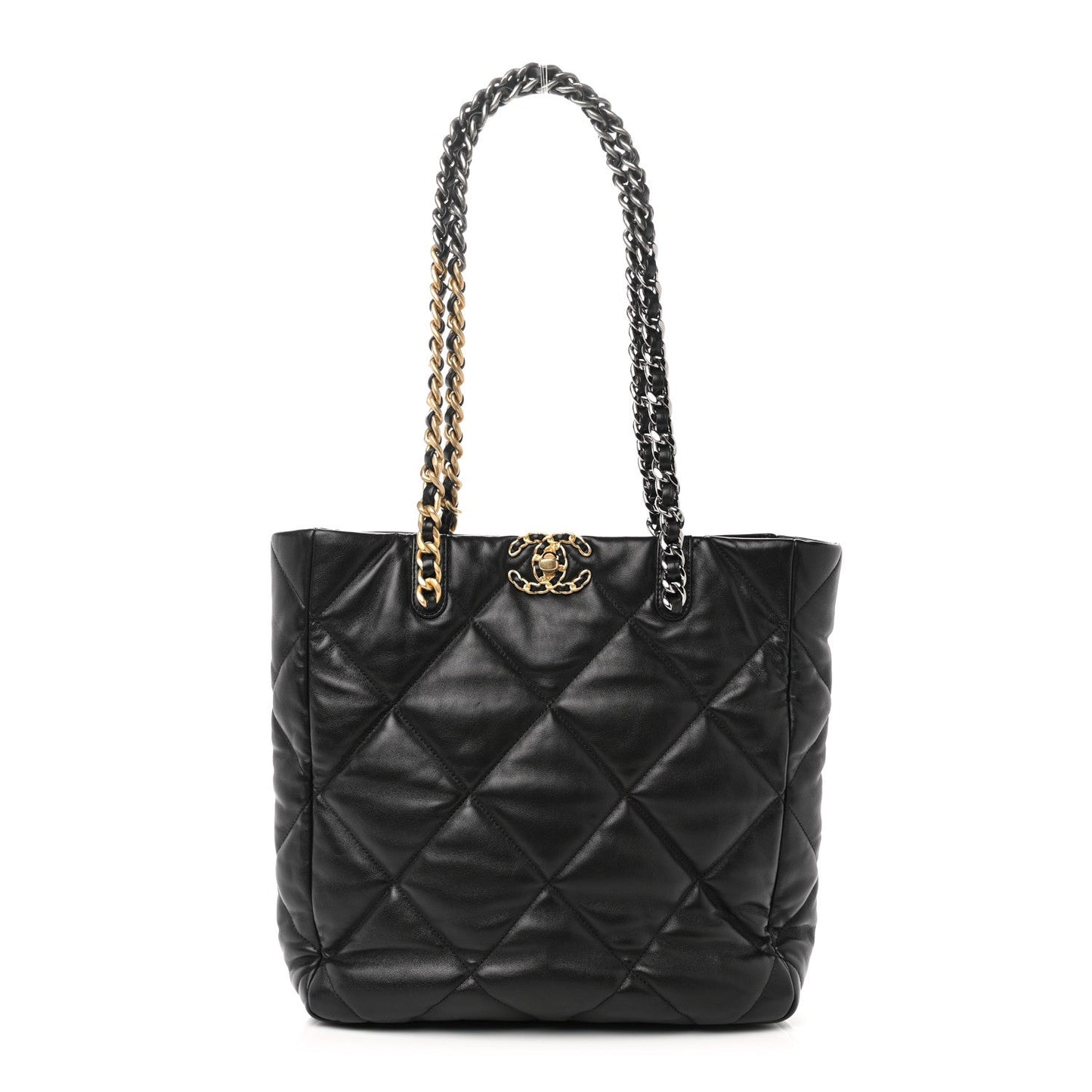 Lambskin Quilted CC 19 Shopping Bag Black