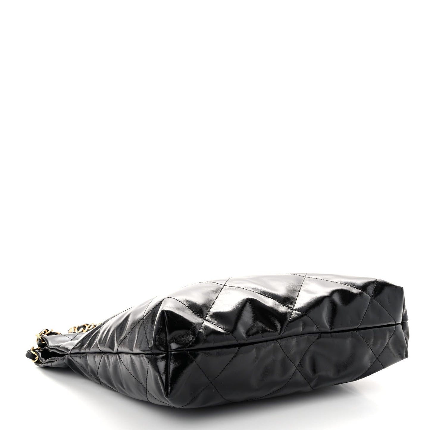 Glazed Calfskin Quilted Small CC 22 Black