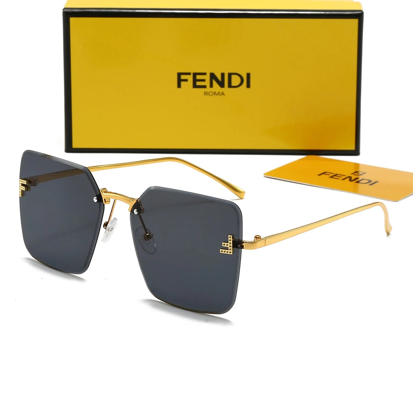 Frameless metal large frame sunglasses