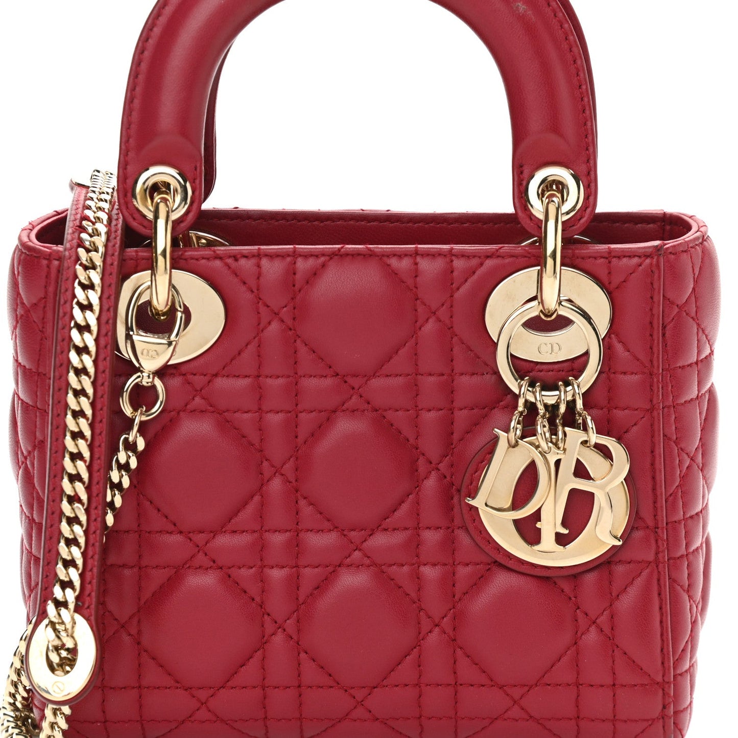 Lambskin Cannage Mini Lady D Burgundy