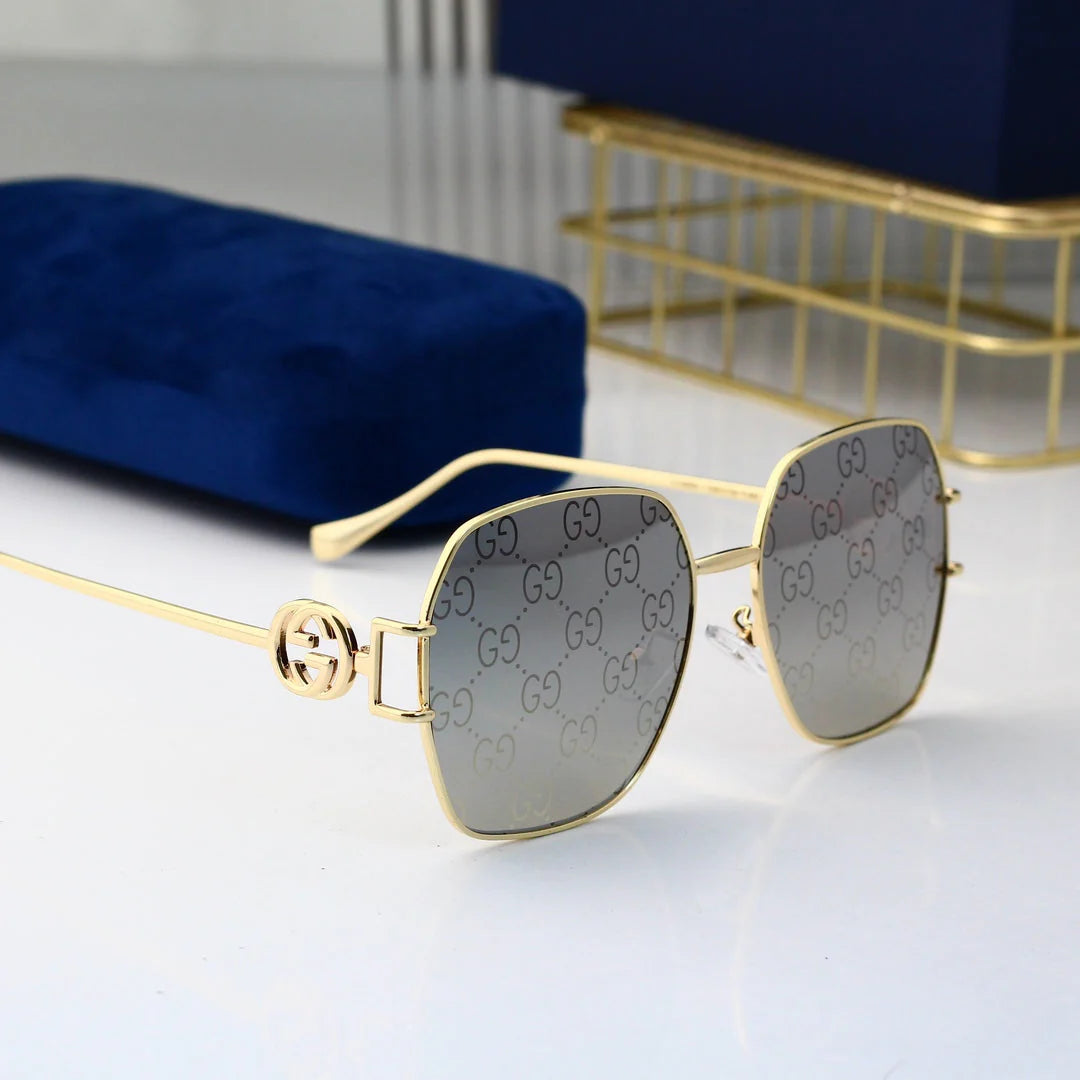 Simple oval metal frame sunglasses