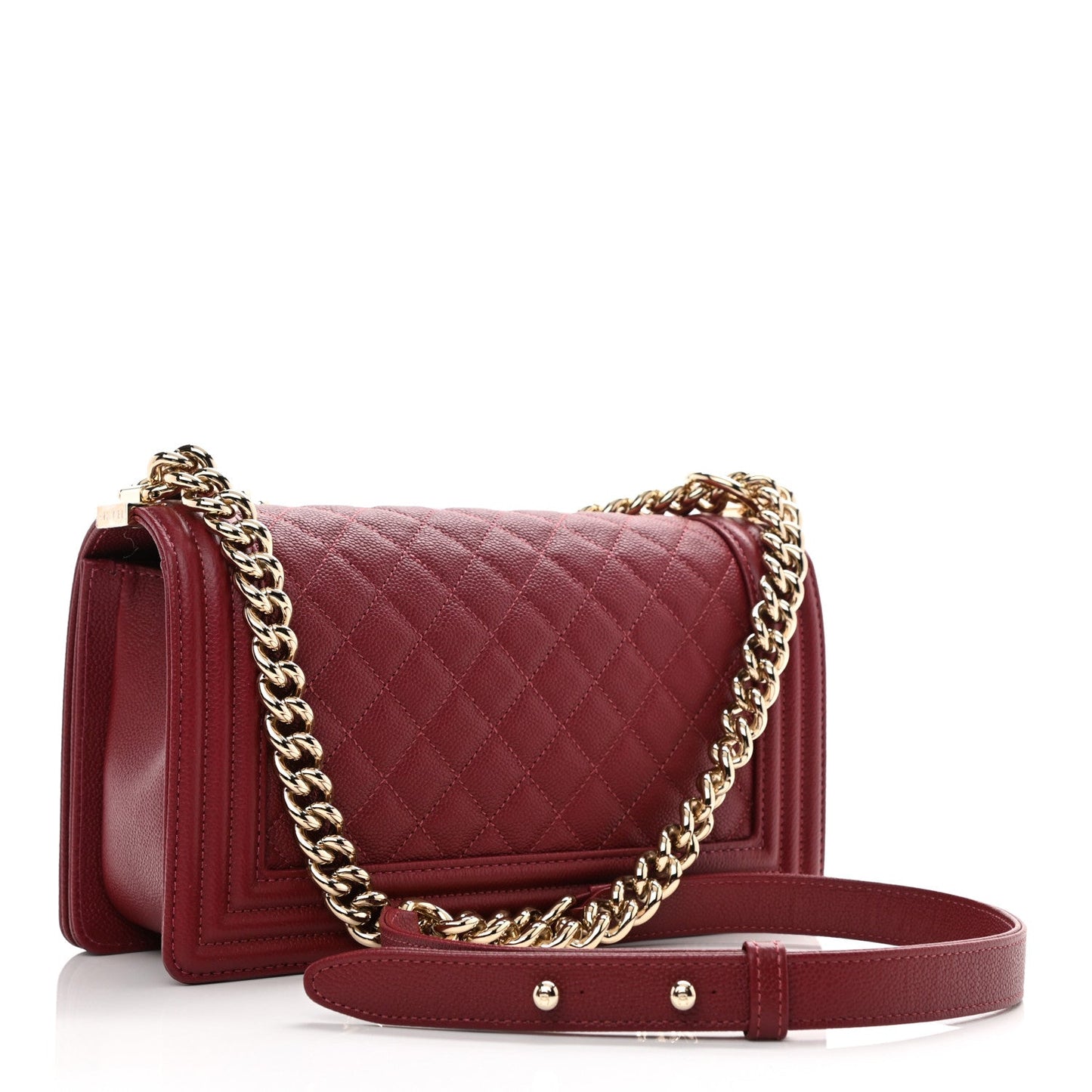 Caviar Quilted Medium Boy Flap Burgundy