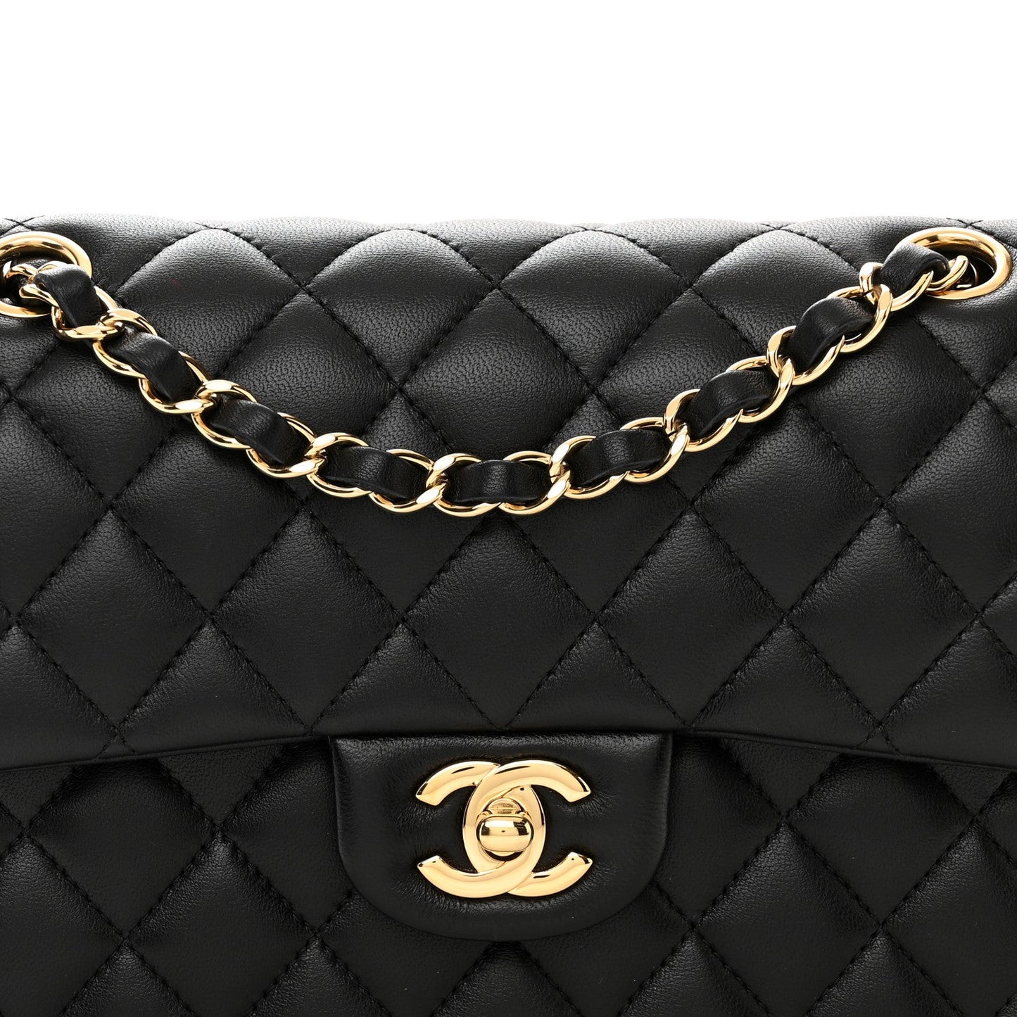 Lambskin Quilted Small Double Flap Black