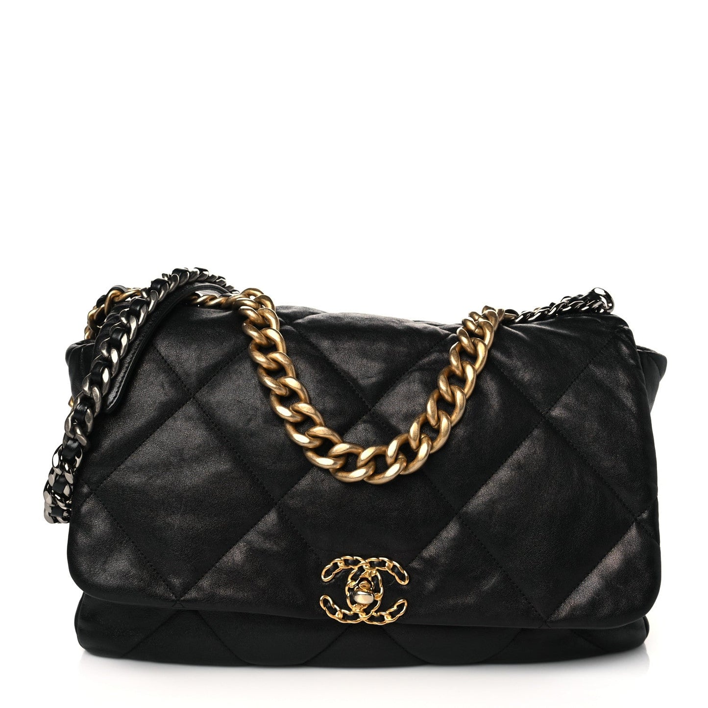 Lambskin Quilted Maxi CC 19 Flap Black