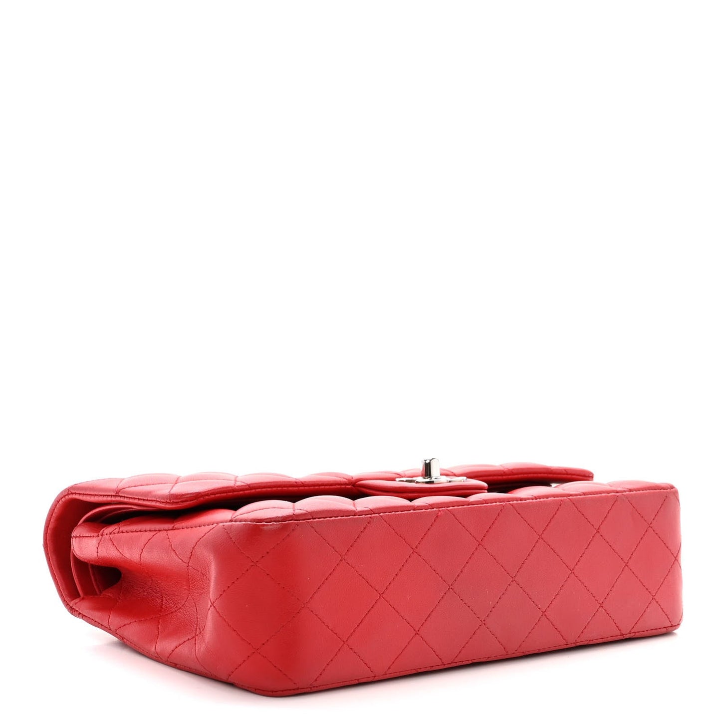 Lambskin Quilted Medium Double Flap Red