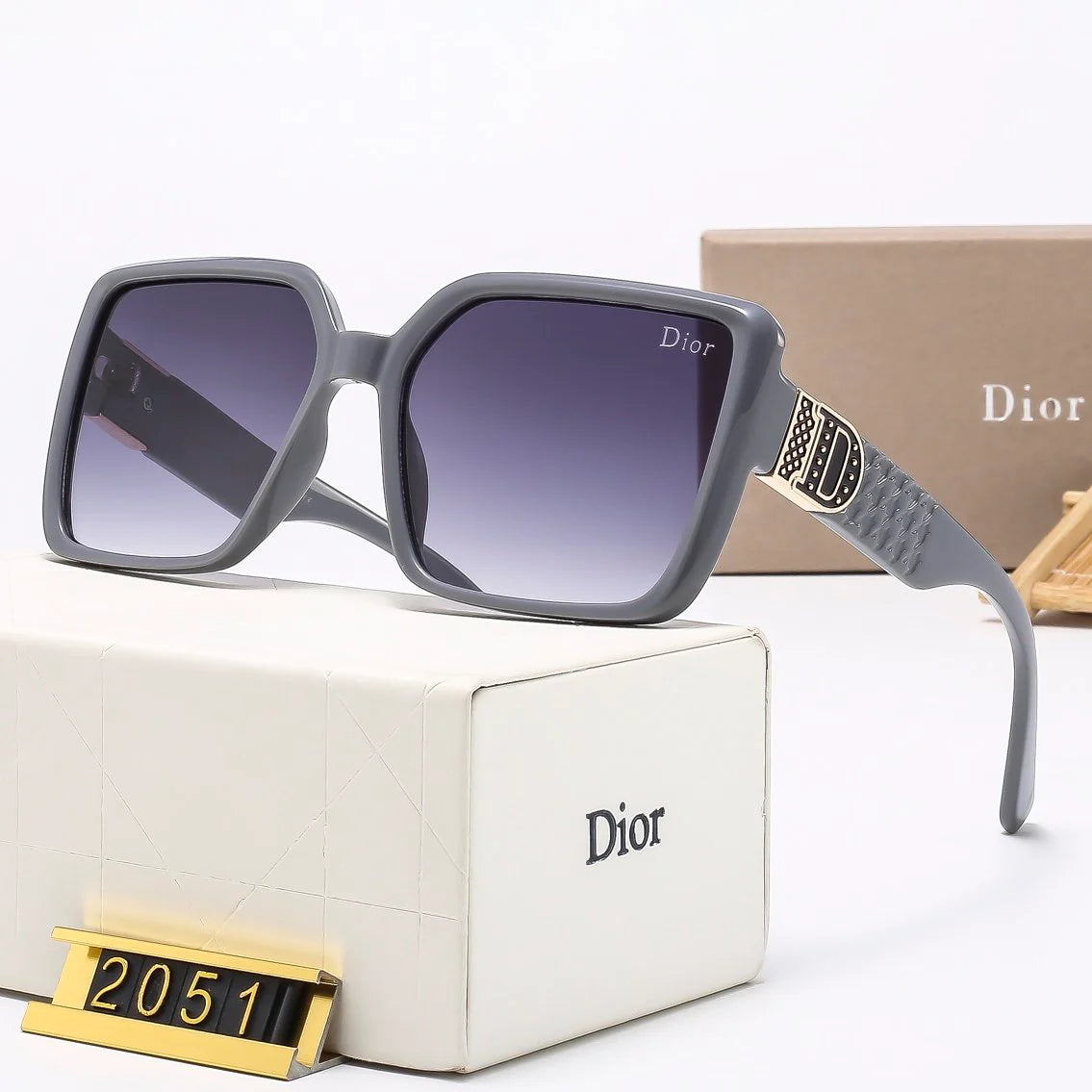 Trendy square frame sun protection sunglasses