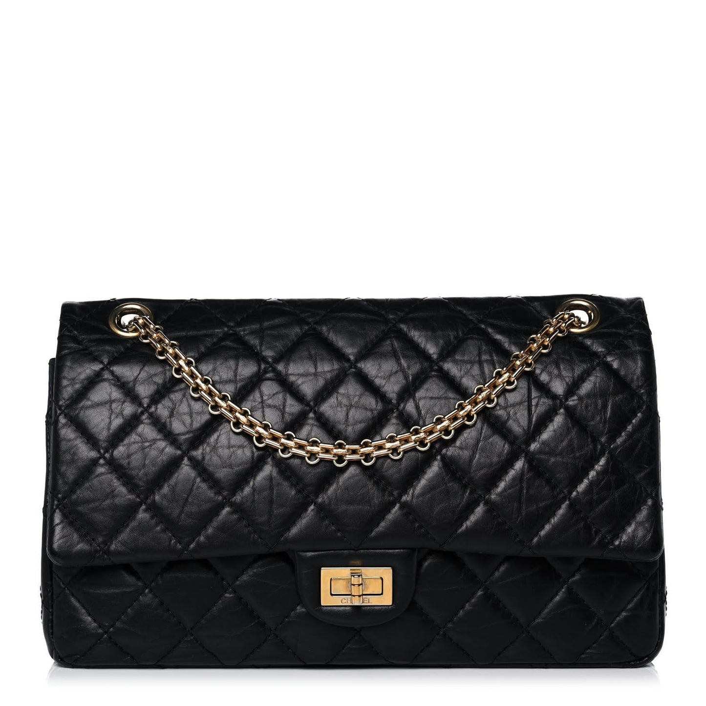 Aged Calfskin Quilted 2.55 Reissue 226 Flap Black