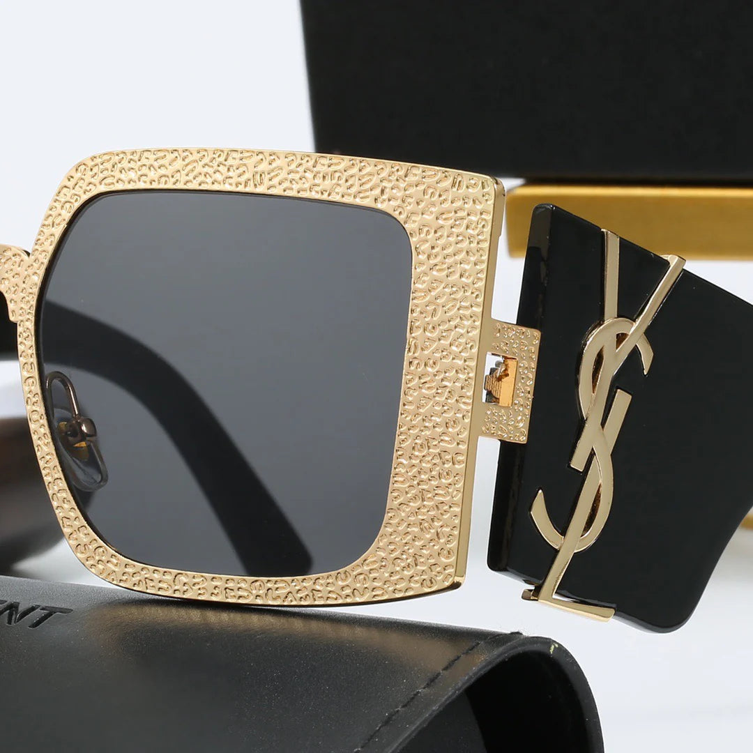 Textured Metal Frame Sunglasses