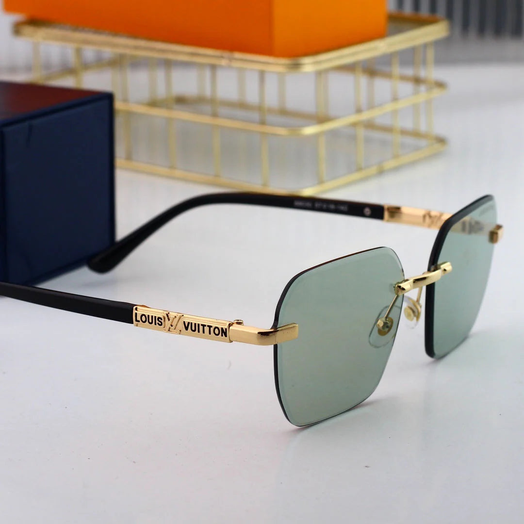 Polygonal rimless cut-edge sunglasses