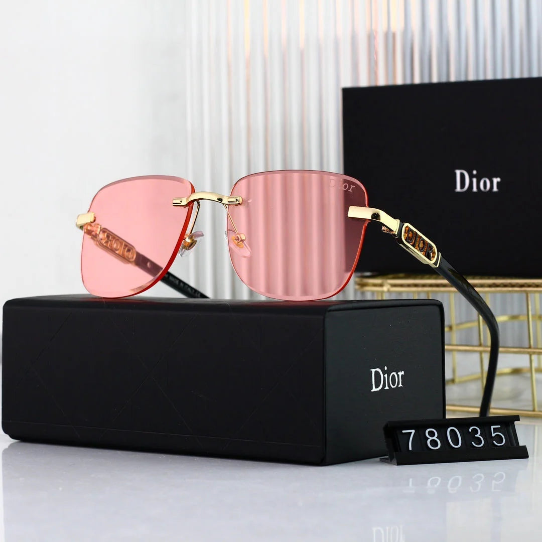 Polygonal rimless cut-edge sunglasses