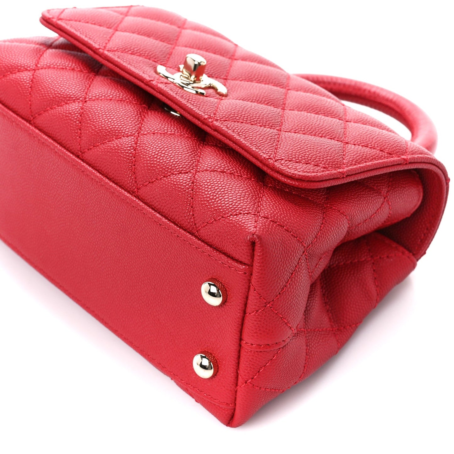 Caviar Quilted Lizard Embossed Extra Mini Coco Handle Flap Red