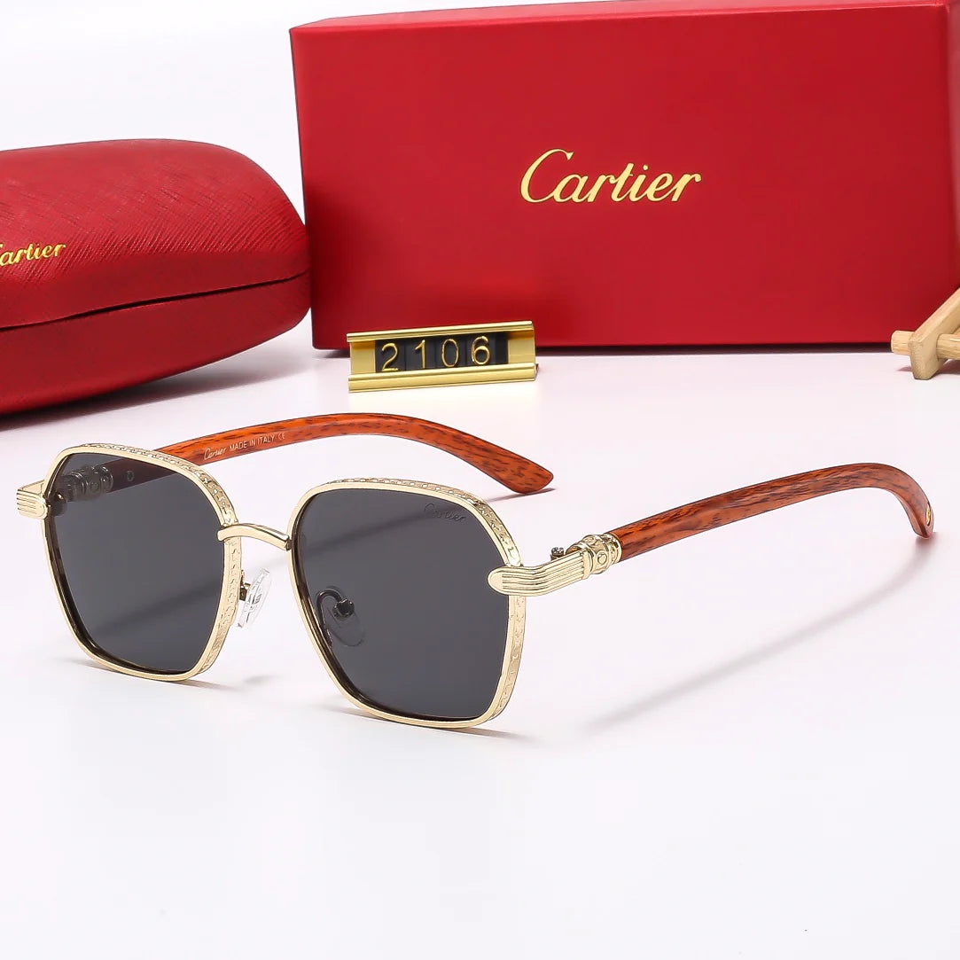 Square Fashion Wooden Frame Sunglasses 2107