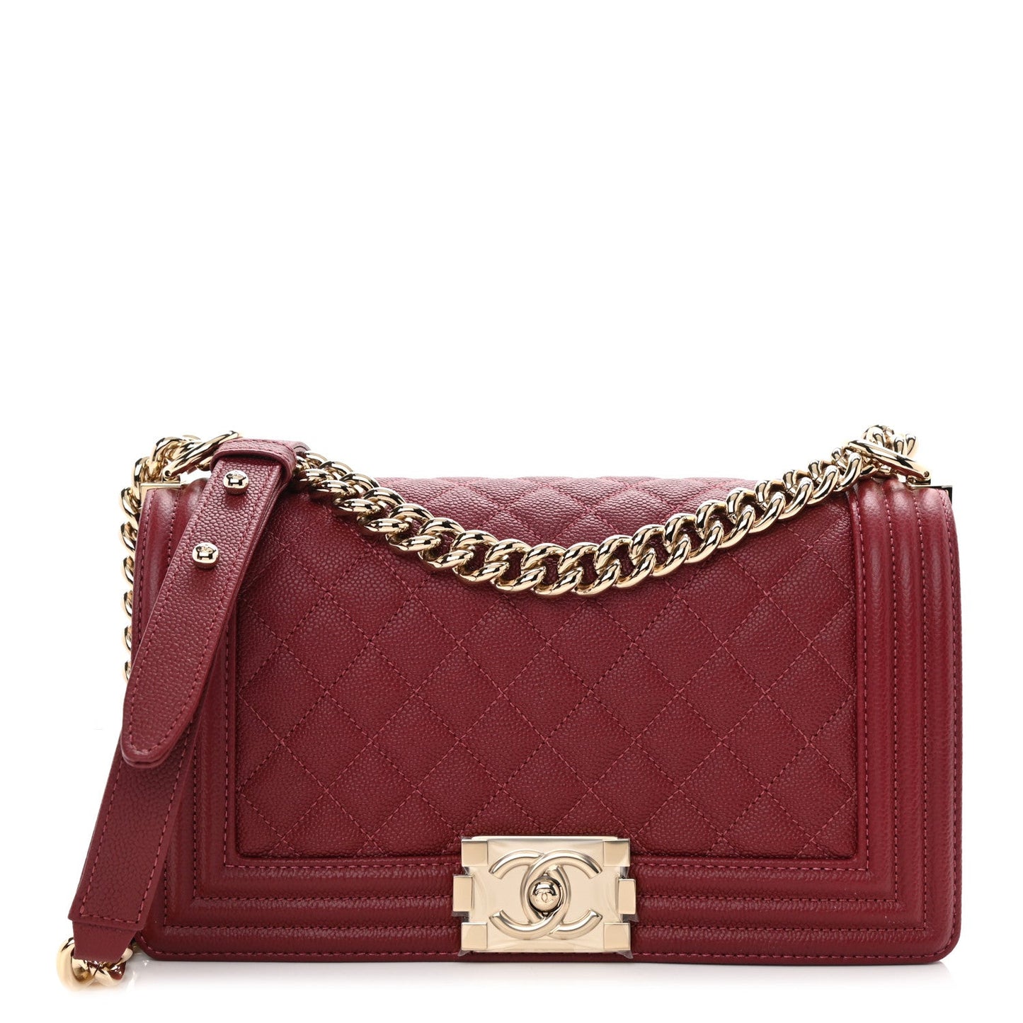 Caviar Quilted Medium Boy Flap Burgundy