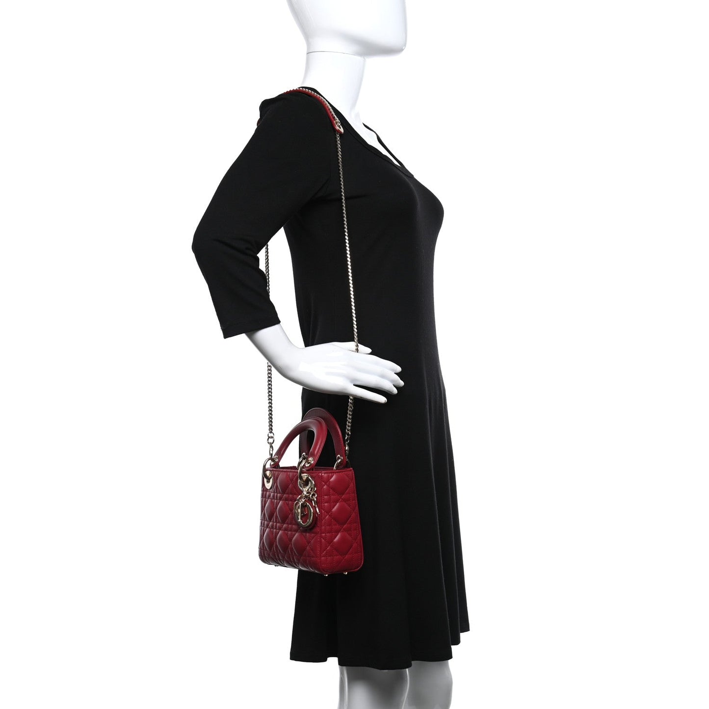 Lambskin Cannage Mini Lady D Burgundy