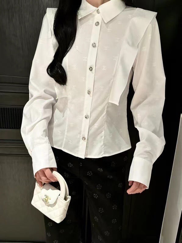 Silk Lotus Edge White Shirt