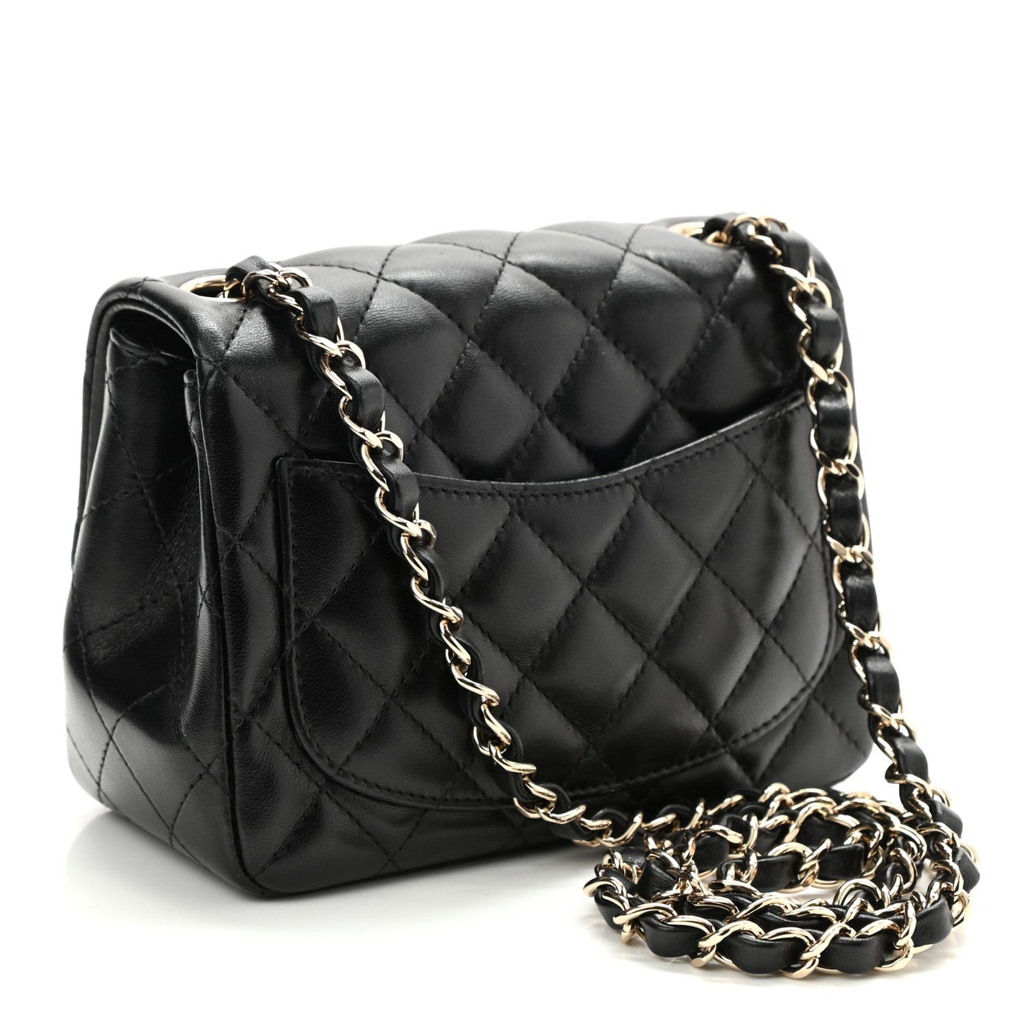 Lambskin Quilted Mini Square Flap Bag Black