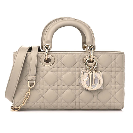 Lambskin Cannage Medium Lady D-Joy Sand