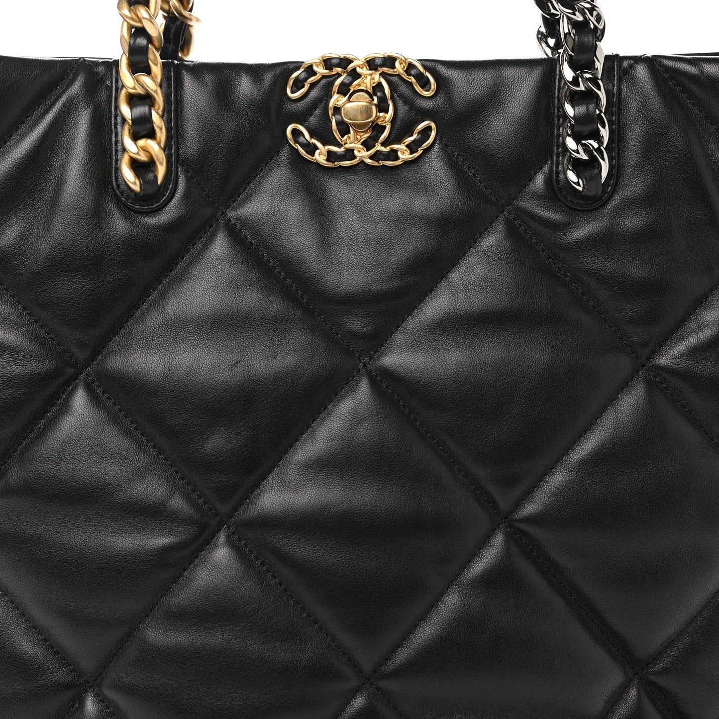 Lambskin Quilted CC 19 Shopping Bag Black